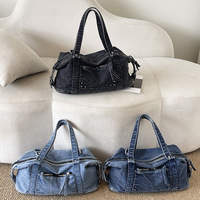Sacs en jean 2026 pour femmes – Grande capacité, décontracté, sac à bandoulière en jean avec fermeture éclair et patchwork