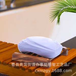 Wooden Soap <b>Dish</b> Rectangular Deck Mount Draining Shelf For Bathroom Household Use - Product Image 1