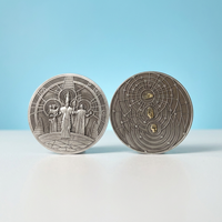 Pièce de défi personnalisée en géométrie sacrée 3D, en alliage de zinc, finition argent antique, jeton Galaxie, pour cadeau d'entreprise, de club ou de société