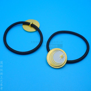 Élastique à cheveux en métal peint avec motif étoile et lune, en alliage électroplaqué, pour queue de cheval, idéal comme cadeau, couleur personnalisable disponible - Product Image 3