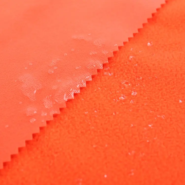 สีส้มที่กำหนดเอง Tpu ผ้ากันน้ำโพลีเอสเตอร์ขนแกะสิ่งทอ
