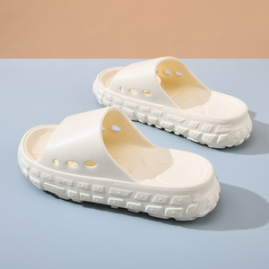 Women's Platform <b>Slides</b> Open Toe EVA Sole Anti Slip Breathable Height Increasing Beach Sandals Off White - Product Image 1