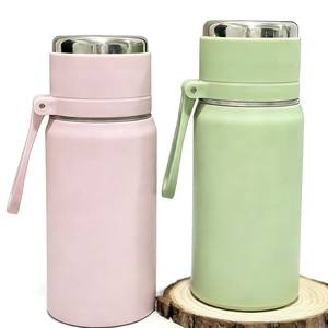 Vaso de acero inoxidable de doble pared con aislamiento al vacío, revestimiento de acero inoxidable 316, taza de viaje portátil, regalo con correa y tapa abatible. - Product Image 5