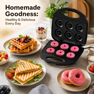 Máquina para Hacer Mini Donuts - Preparador <span class=keywords><strong>de</strong></span> Postres Caseros - Con Superficie Antiadherente <span class=keywords><strong>de</strong></span> Doble Cara y Diseño que Ahorra Espacio - Hace 6 Donuts - Product Image 4