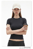 Cnshell 200gsm été solide à manches courtes hauts d'entraînement femmes recadrée Gym Compression mignon serré basique bébé t-shirt noir rose