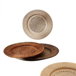 Rustic Rattan Charger Plate Braided Wicker Charger Handmade Rotang Plates Round Placemat Natural Table Decoration Custom Design - Product Image 1