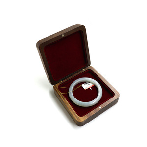 Solid Wood Jewelry <b>Box</b> Square 10.5x10.5cm <b>Black</b> Walnut Bracelet Display Storage Case - Product Image 5