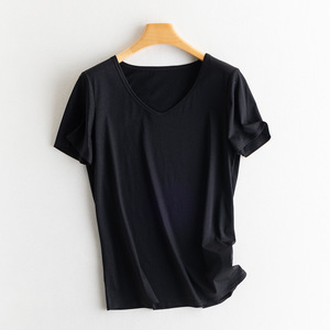 T-shirt femme en lin <span class=keywords><strong>de</strong></span> haute qualité, couleur unie, col en V, manches courtes, été - Product Image 5