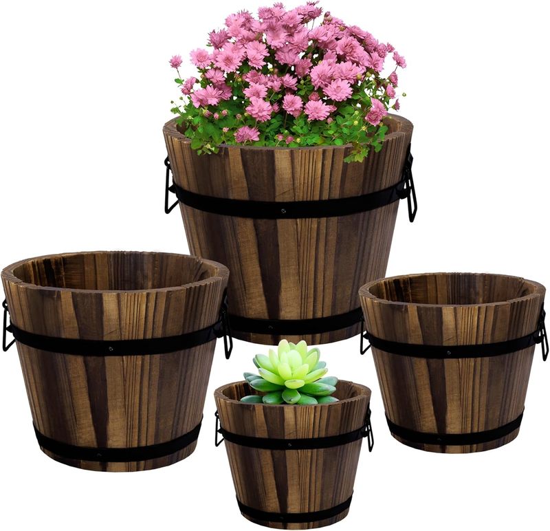 Rustic Flower Planters Pots 4 Pack