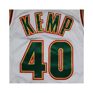 Camisa de Basquete Masculina Plus Size Shawn Kemp Branca Retrô Pronta para Envio Melhor Qualidade Costurada 100% Poliéster - Product Image 1