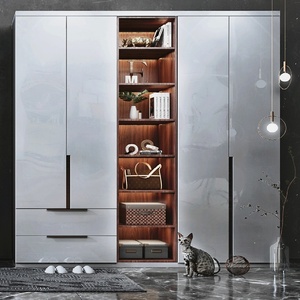 Armoire à portes battantes de style français moderne et luxueux, table de toilette, mobilier de chambre personnalisé, grande capacité, respectueux de l'environnement, garantie 5 ans - Product Image 1