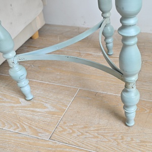 INNOVA Rustic Small Solid Wood Carved Coffee <b>Table</b> Shelf Metal Frame Easy Assembly Antique Shabby Chic Design Home Furniture - Product Image 6