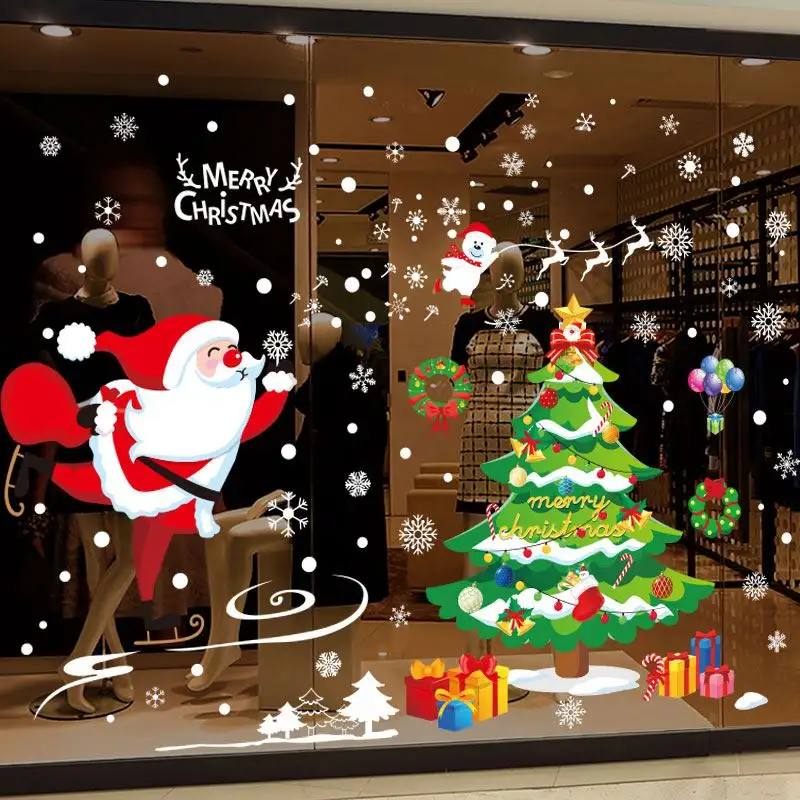 China Factory Christmas Santa Window Decals Glass Stickers