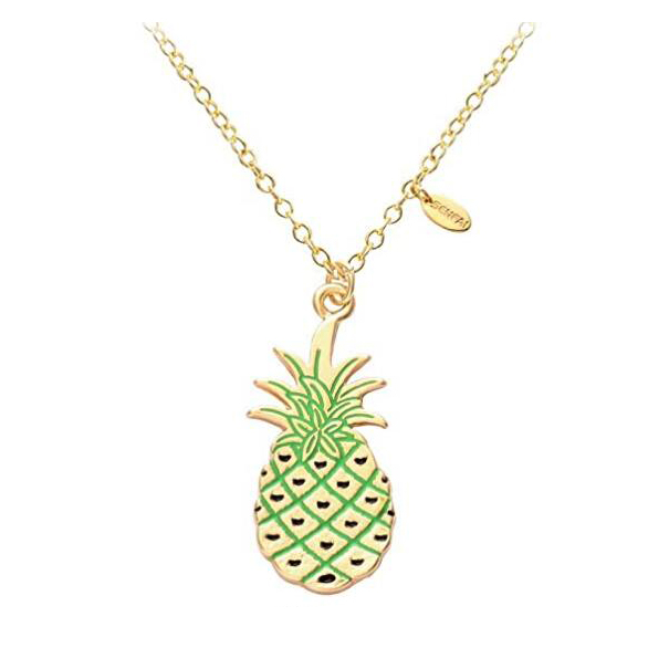 Zinc Alloy Enamel Pineapple Charm Necklace Fruit Jewelry