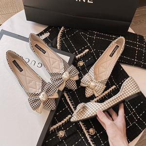 Fábrica al <span class=keywords><strong>por</strong></span> mayor nuevo diseño puntiagudo tela <span class=keywords><strong>de</strong></span> celosía zapatos transpirables doble lazo plano casual mujeres bombas zapatos al aire libre - Product Image 6
