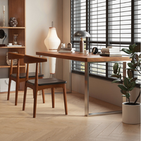 Bureau d'écriture de grande taille au design simple, bureau de travail à domicile en bois massif, bureau d'étudiant avec pieds en acier inoxydable et grande surface pour la maison