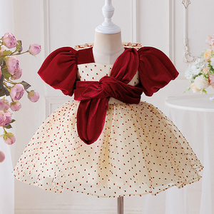 Nouvelle Robe de Princesse pour Bébé avec Voile en Tulle à Pois pour Fille, Idéale pour les Soirées d'<span class=keywords><strong>Anniversaire</strong></span> de 1 An et les Cérémonies, Robe Lavée pour Petites Filles - Product Image 1