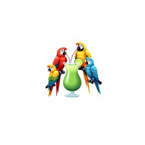 Camiseta de manga corta de punto con estampado tropical Y2K de corte ajustado para mujer - Product Image 1