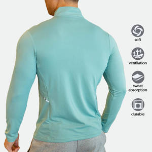 Top séchage rapide course pull hommes à manches longues chemises <span class=keywords><strong>de</strong></span> Compression Gym Fitness Sport cyclisme fermeture éclair hommes respirant T-shirt - Product Image 3