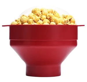 Microwave Silicone Popcorn Bowl with Lid Foldable Creative High Temperature Resistant Large Silicone Bucket with Lid