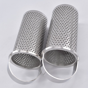 Cylindrical Perforated Metal Drainage Basket With Lid For <b>Garden</b> Waste Filtration - Product Image 1