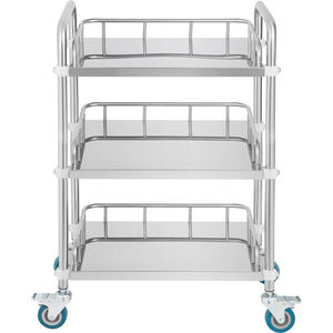 3-Tier Stainless Steel Heavy Duty Enclosed Shelf Utility <b>Trolley</b> with Lockable Casters - Product Image 2