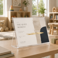 Porte-panneau horizontal en acrylique transparent de luxe HOTEAM - Support de menu de table en forme de L