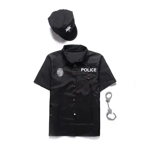 Uniforme d'officier en tissu d'halloween pour adultes, Costumes de Cosplay pour hommes, uniforme d'officier de policier avec chapeau