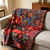 Tissu tricoté haut de gamme en fausse fourrure de vison avec motif cachemire complexe 750 GSM pour vêtements de luxe pour filles et plaids décoratifs