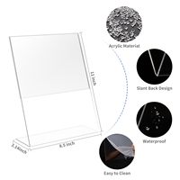 Portacarteles de Plástico Transparente Tamaño Carta (8.5 x 11 Pulgadas), Personalizado, Ligero, Clásico, Fácil de Montar, Soporte de Exhibición en Forma de L para Escritorio