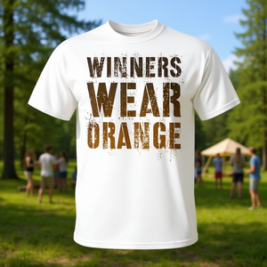 T-shirt promotionnel vintage pour gagnants, couleur orange, pour camp d'été, jeu de guerre, match d'équipe - Product Image 2
