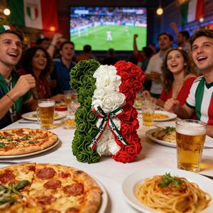 Vente en gros d'ours en peluche en fleurs artificielles de l'équipe nationale du Mexique dans une boîte en acrylique, cadeau de célébration - Product Image 1