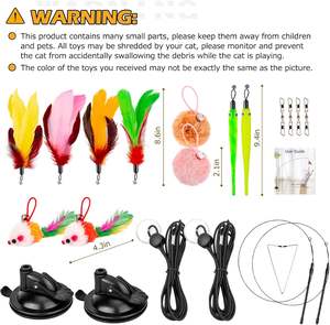 Giocattoli per gatti 2 confezioni 3 in 1 giocattolo per gatti interattivi per interni con tazza di Super aspirazione appiccicosa staccabile 10 pz piume sostitutive - Product Image 5