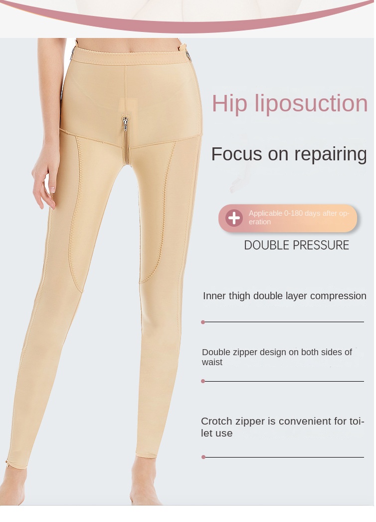 ZOYIAME Post Liposuction Body Shaper Pant Butt Lift Compression Inner Thigh Double Layer Legging Zipper Lipo BBL Shapewear Pants