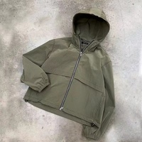 Veste coupe-vent unisexe sportive et légère en nylon Ripstop, à capuche zippée, avec poignets élastiques personnalisés et motif écossais froissé