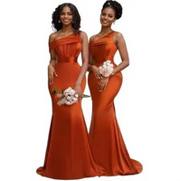 Robe de soirée sirène asymétrique en satin longue sans manches grande taille élégante pour femme style européen pour banquet