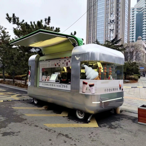 Remorque alimentaire électrique en métal poli, comptoir de service personnalisé, chariot mobile à café/jus, système d'eau à double évier, couleur personnalisable - Product Image 1