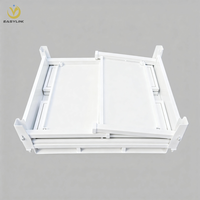 EASYLINK - Boîte de rangement pliable industrielle en acier robuste avec revêtement en poudre, fermeture à clipser, ouverture frontale partielle