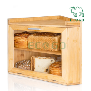 <b>Bamboo</b> Wood Bread Storage <b>Container</b> and Corner Bread Holder Bread Box - Product Image 2