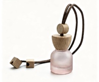 Vente en gros de flacons de parfum pour voiture en verre conique de 10 ml, flacons de parfum vides à suspendre pour voiture avec bouchon en bois