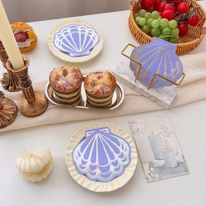 Irregular Seashell Party Napkins 250mm 2 Layers Printed Paper Napkins Themed Party Disposable Napkins Alien Color 20 Sheets Per - Product Image 2
