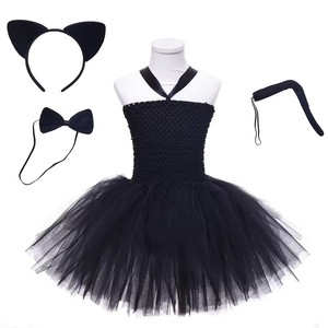 Vestidos forrados <span class=keywords><strong>de</strong></span> gato negro rosa para niñas, disfraces <span class=keywords><strong>de</strong></span> gatito para fiesta <span class=keywords><strong>de</strong></span> cumpleaños para niños, Tutús <span class=keywords><strong>de</strong></span> cumpleaños <span class=keywords><strong>de</strong></span> animales con orejas, conjunto <span class=keywords><strong>de</strong></span> cola con lazo - Product Image 4