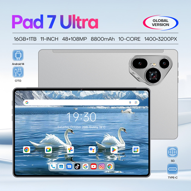 11-inch 1440x3200 Deca Core 1.5GHz 16GB RAM 1TB 8800mAh 48MP+108MP Camera Android 14 5G Face-Unlock Shockproof USB-C Tablet