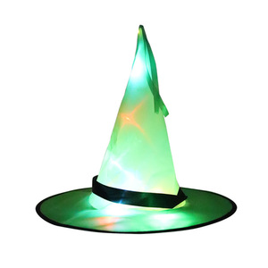Sombrero de bruja LED con luz, accesorio para disfraz de Halloween, sombrero de satén unisex, sombrero de fiesta, sombrero festivo - Product Image 4