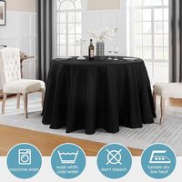 Nappe Ronde en Polyester Noire, Housse de Table Anti-Taches et Anti-Plis, Finition Brossée, Lot de 2, 5FT/10FT