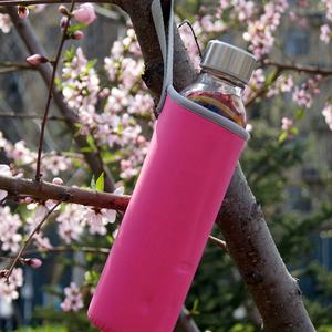 Botella de agua de vidrio transparente de borosilicato a prueba de fugas con tapa y funda Tapa de acero inoxidable 304 con anillo de sellado - Product Image 5