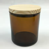 Großhandel 300ml Recycelte Bernsteinfarbene Glas-Kerzenhalter Zylinderdesign für Heimdekoration