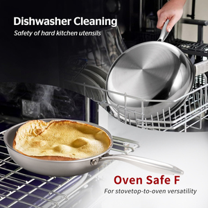 3-Lớp Không Dính Lớp Phủ Titan Nhà Bếp Cảm Ứng Thép Không Gỉ Nấu Ăn <span class=keywords><strong>Pan</strong></span> Chảo Lai Thép Không Gỉ Chảo - Product Image 3