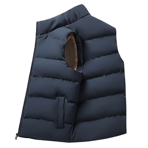 Chaleco Acolchado Sin Mangas para Hombre, Cuello Alto, Cierre de Cremallera, Cortavientos, Ropa Exterior Informal, Color Sólido, Relleno de Poliéster - Product Image 1
