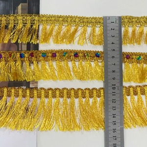 Accessoire de vêtement DIY, Franges à pampilles perlées, Garniture décorative pour robe de costume et chapeau, Garniture ethnique pour rideaux, Textile de couture, Galons de dentelle dorés - Product Image 6